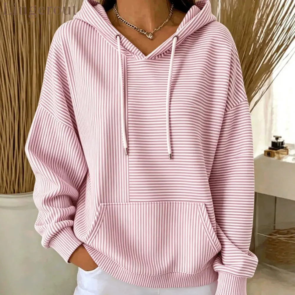 Stripe Color‑Block Patchwork Hoodie