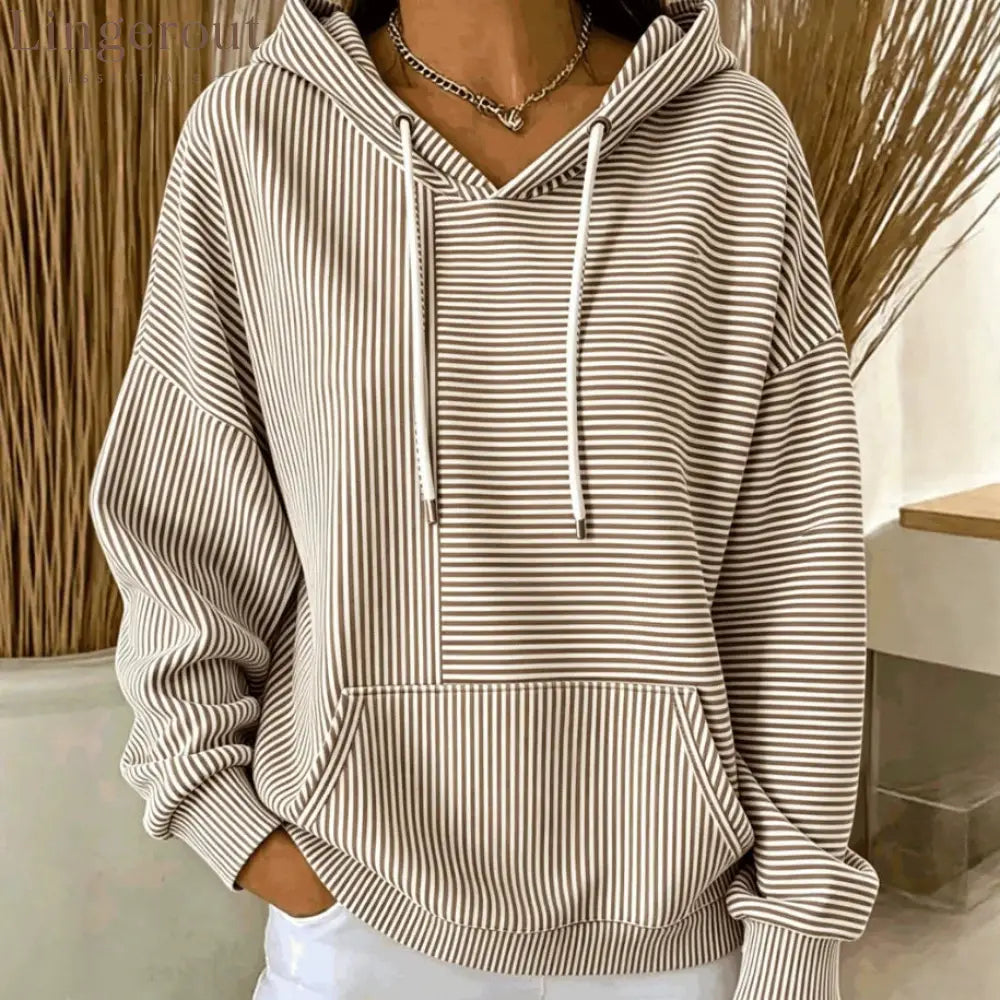 Stripe Color‑Block Patchwork Hoodie