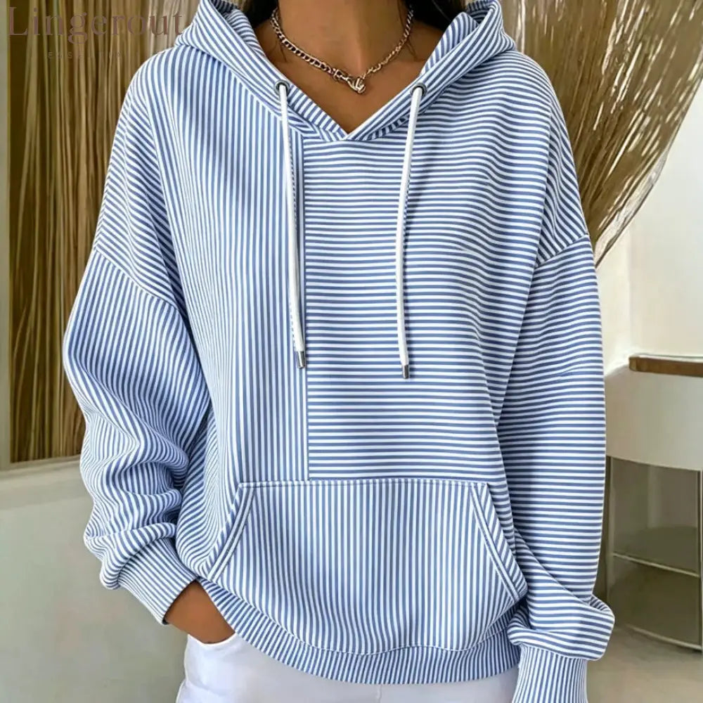 Stripe Color‑Block Patchwork Hoodie
