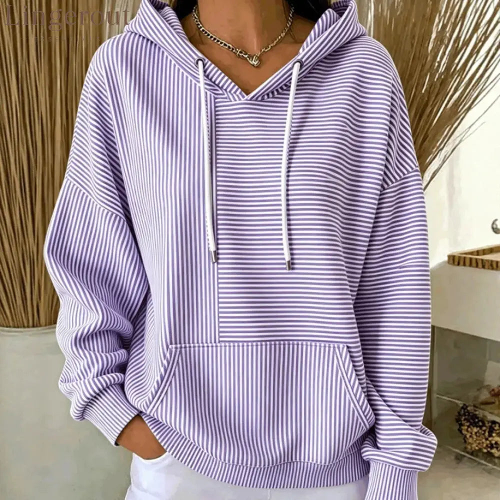 Stripe Color‑Block Patchwork Hoodie