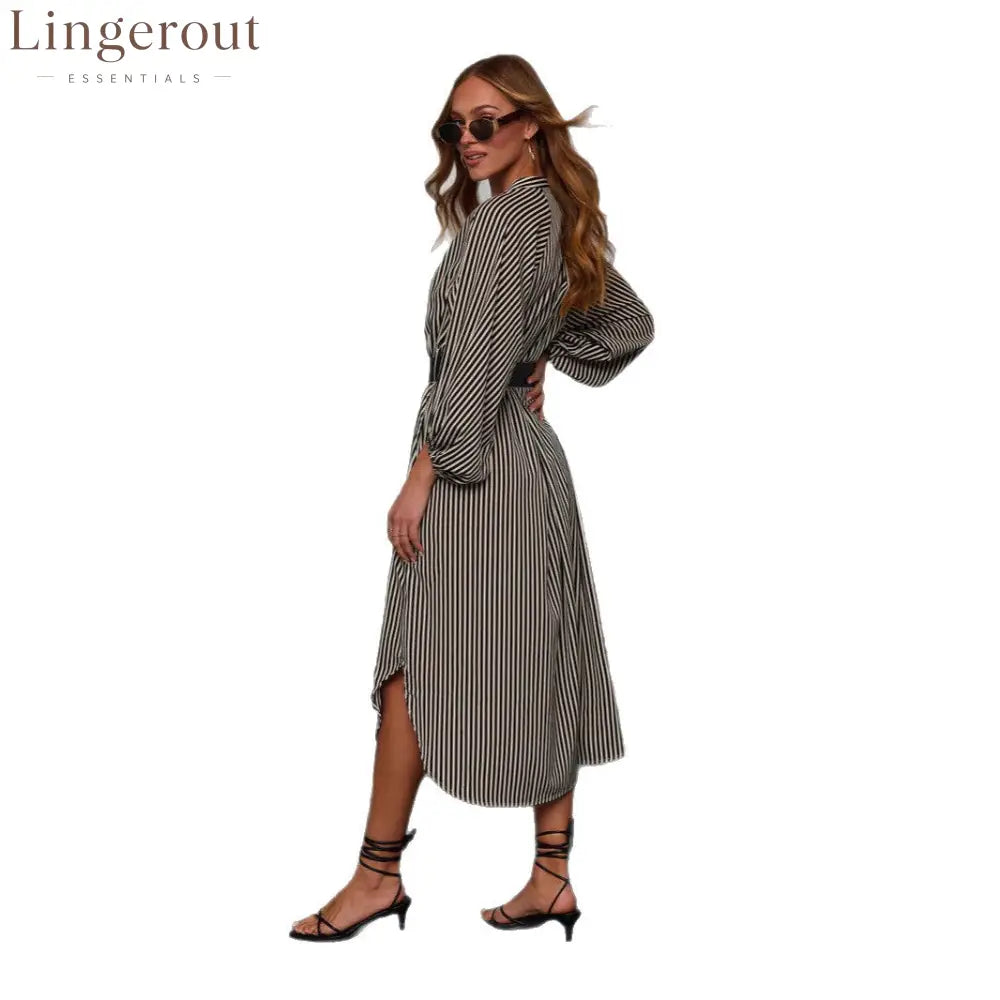 Striped Belted Midi Dress