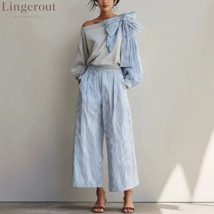 Striped Casual Elegant Straight Pants Women’S Suit