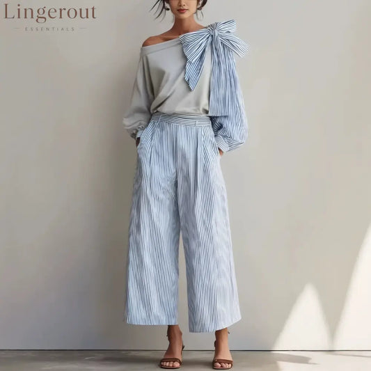 Striped Casual Elegant Straight Pants Women’S Suit