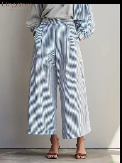 Striped Casual Elegant Straight Pants Women’S Suit