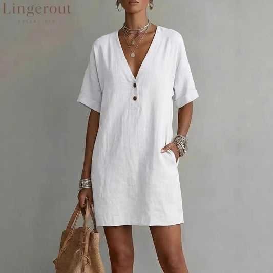 Summer V-Neck Loose Casual Independent New Fashion Dress