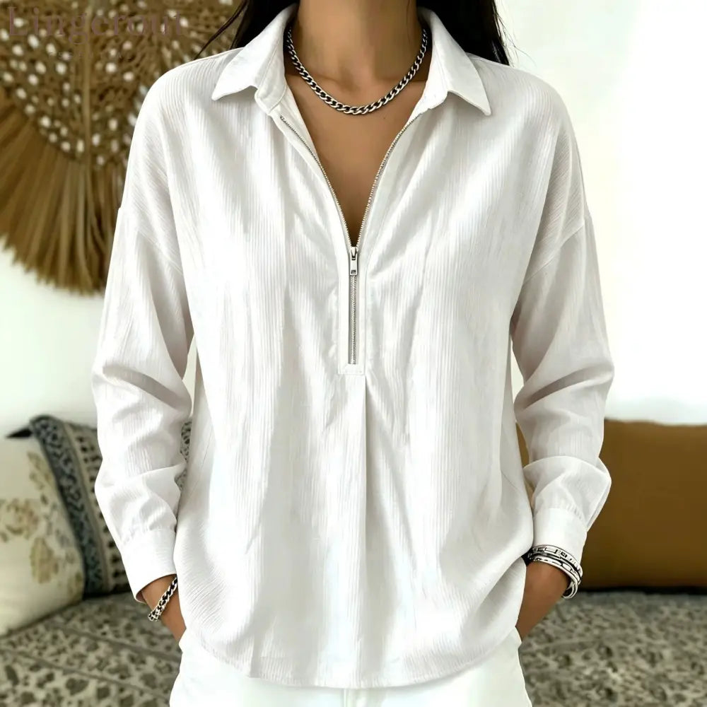2026 Autumn European And American Cross-Border New Casual Texture Loose Lapel Relaxed Retro Corduroy Long-Sleeved Top