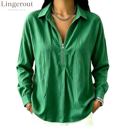 2026 Autumn European And American Cross-Border New Casual Texture Loose Lapel Relaxed Retro Corduroy Long-Sleeved Top