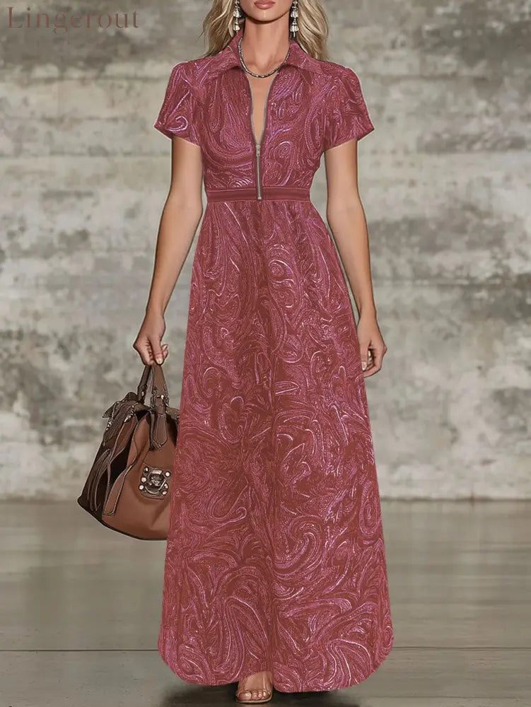 🌟 Timeless Paisley Print Maxi Dress: Effortless Elegance for Every Occasion - Burgundy / S
