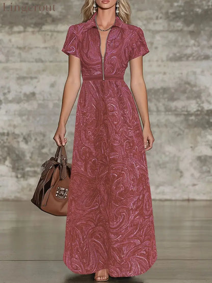 🌟 Timeless Paisley Print Maxi Dress: Effortless Elegance for Every Occasion - Burgundy / S
