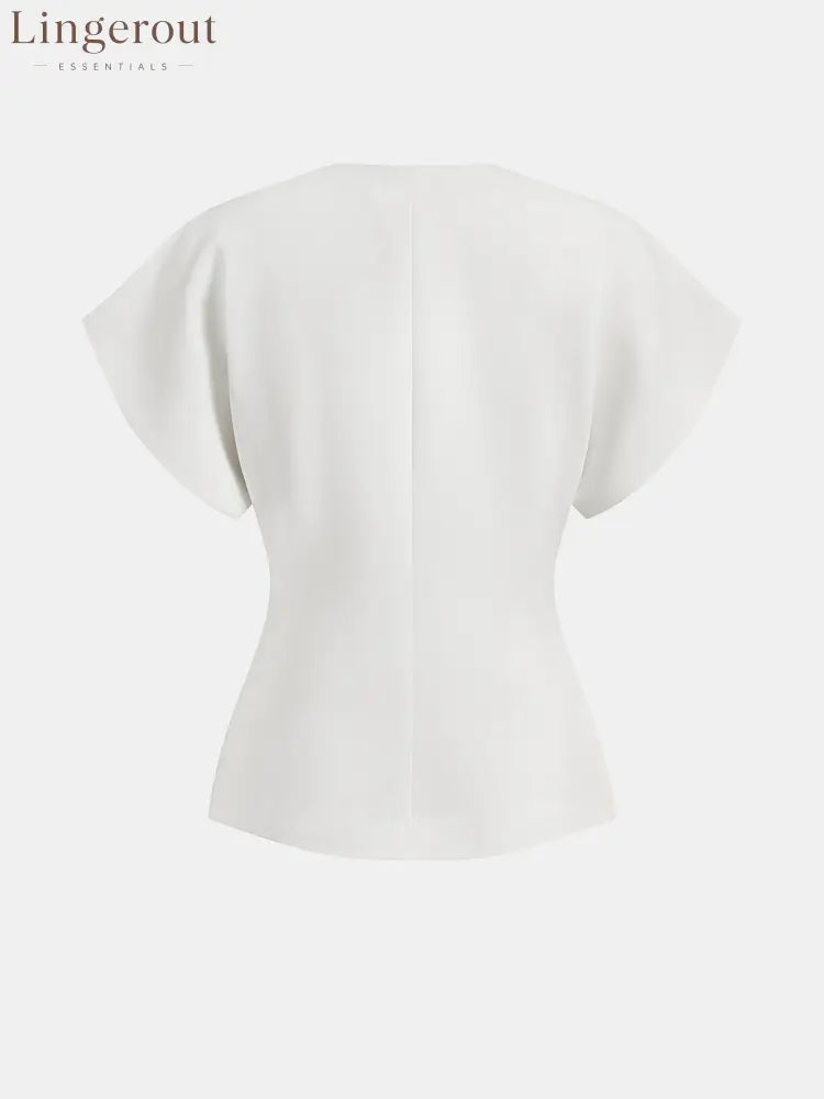 Trendy V-Neck Button Down Blouse