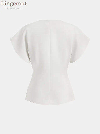 Trendy V-Neck Button Down Blouse