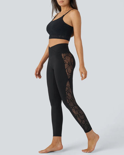 Hugmecurve High-Waist Tummy Control Butt Lifting Lace Leggings