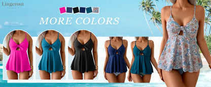 Tummy Control Cutout Bathing Suit Two Piece Tankini Swimsuits