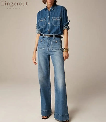 Tummy Control Sailor Wide Leg Trouser