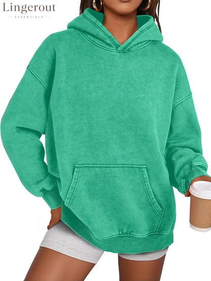 Unisex Casual Oversized Acid Wash Tops Hoodie Pullover - Green / S