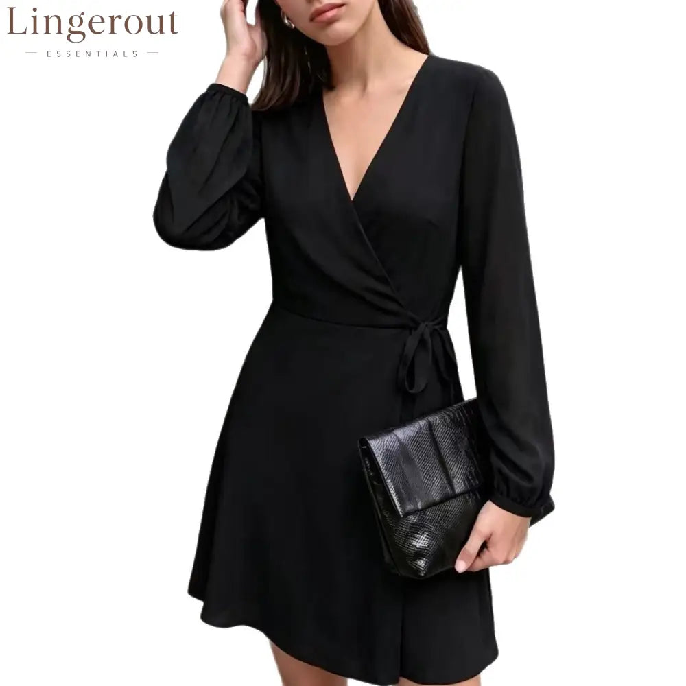 V-Neck Wrap Mini Dress