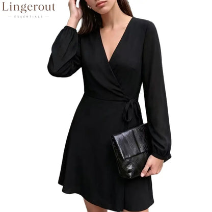 V-Neck Wrap Mini Dress