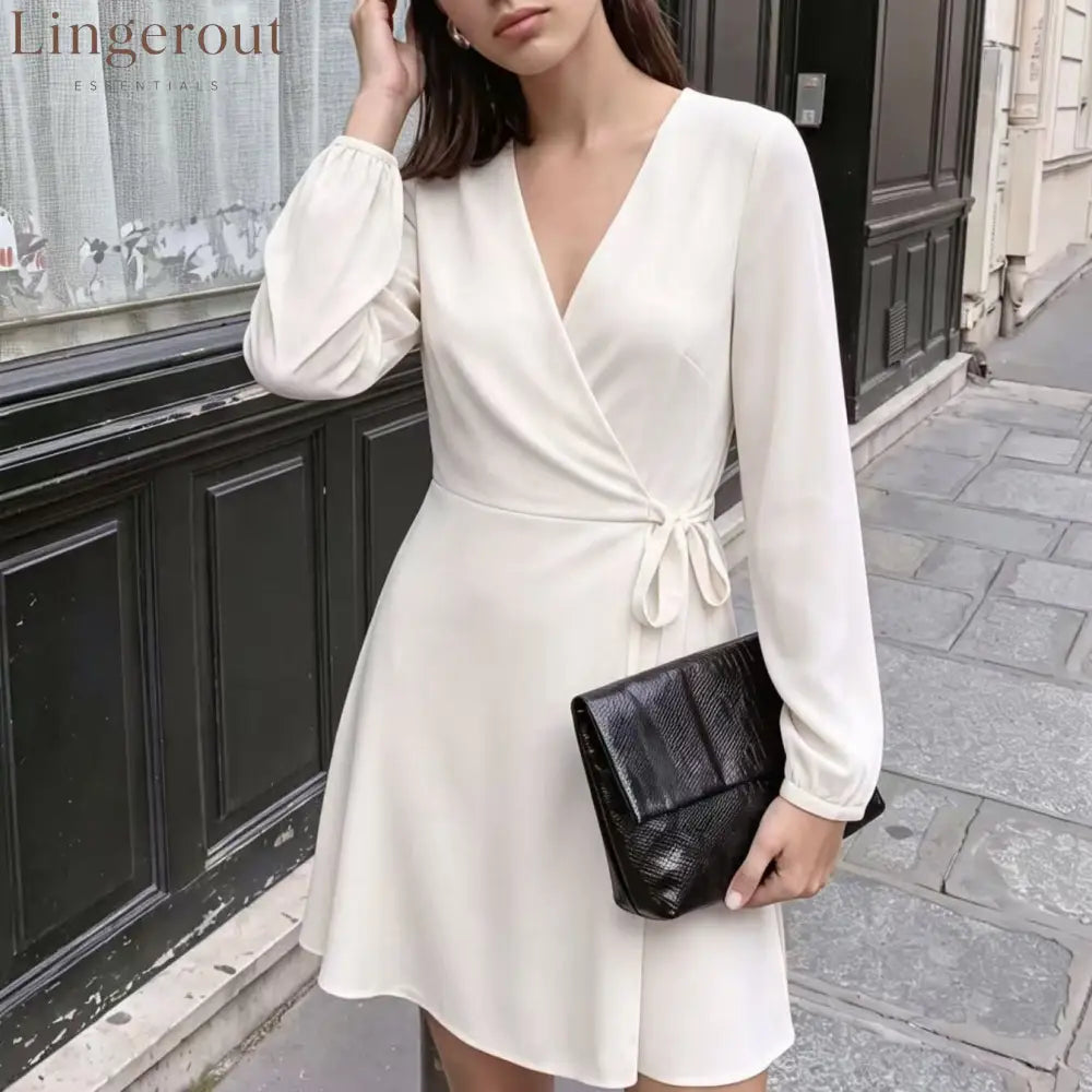 V-Neck Wrap Mini Dress