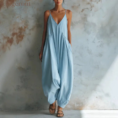 Vacation Casual V-neck Jumpsuit