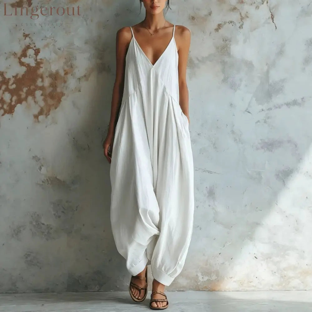 Vacation Casual V-neck Jumpsuit