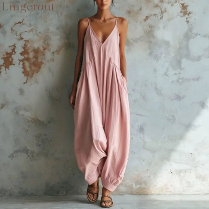 Vacation Casual V-neck Jumpsuit