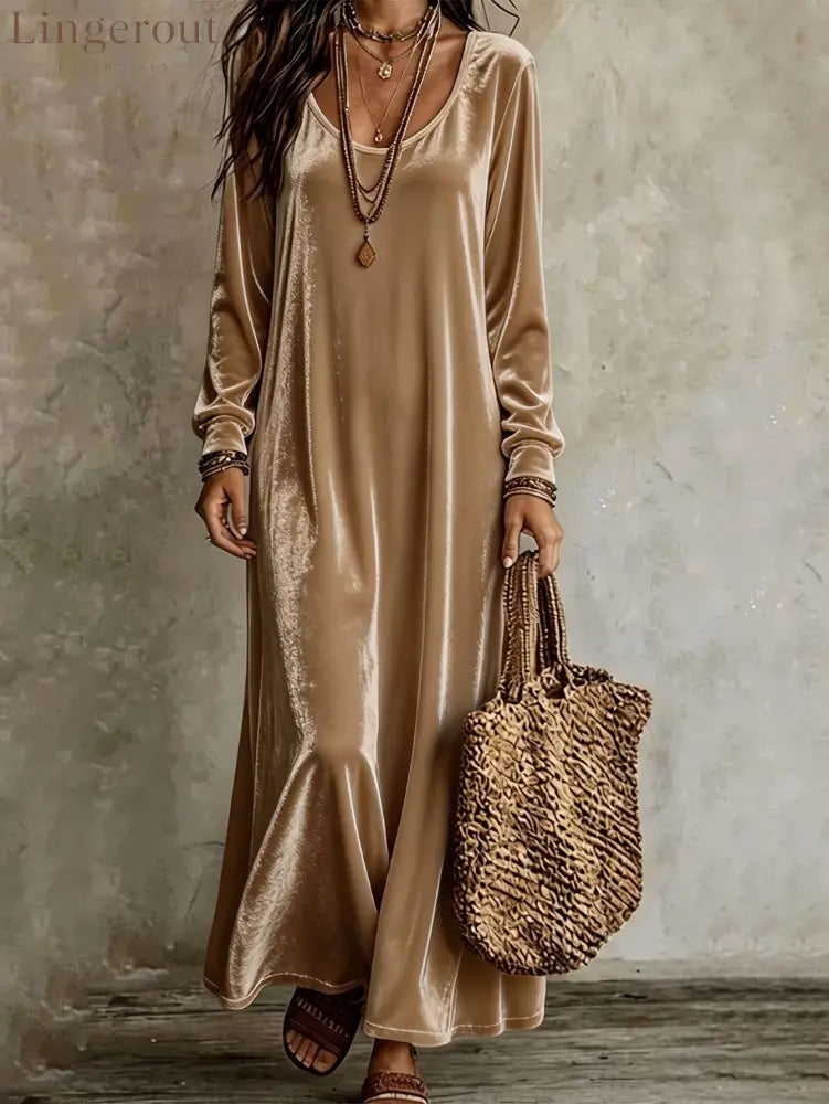 Velvet Long Sleeve Maxi Dress