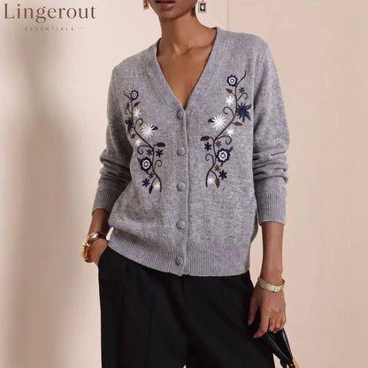 Vintage Embroidered Knit Cardigan