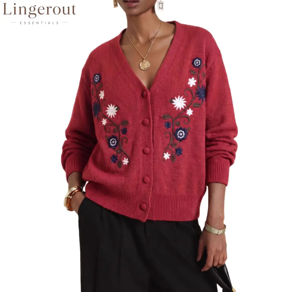 Vintage Embroidered Knit Cardigan