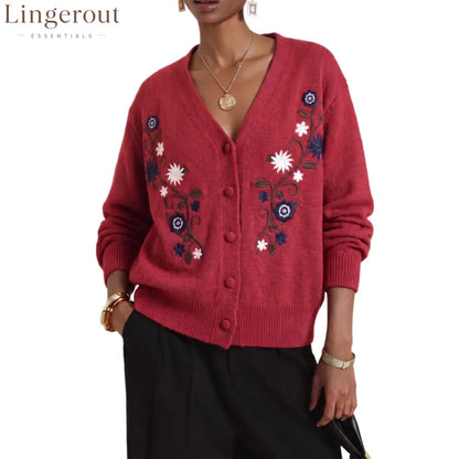 Vintage Embroidered Knit Cardigan