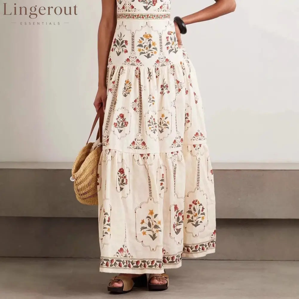 Vintage Floral Tiered Maxi Dress | Square Neck Cami Sundress