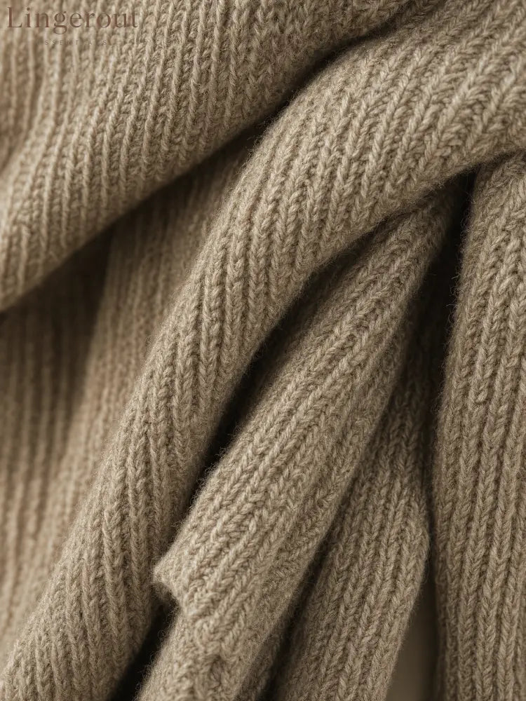 Vintage High Neck Knit Mini Sweater Dress - DRESSES