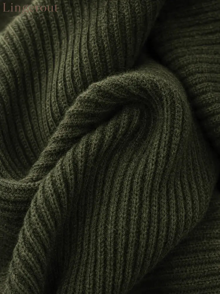Vintage High Neck Knit Mini Sweater Dress - DRESSES