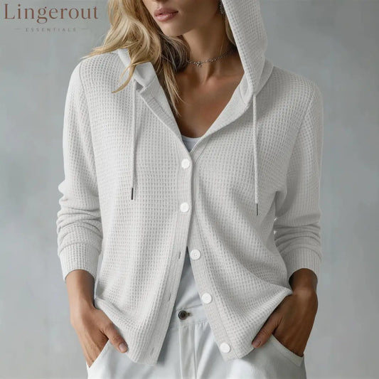 New European And American Autumn And Winter Amazon Cross-Border Waffle Fashion Women’S Hooded Long-Sleeved Loose