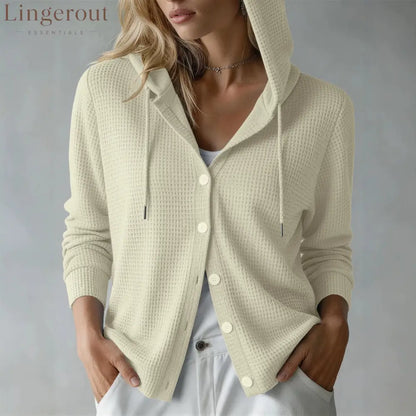 New European And American Autumn And Winter Amazon Cross-Border Waffle Fashion Women’S Hooded Long-Sleeved Loose