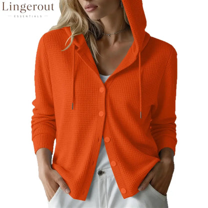New European And American Autumn And Winter Amazon Cross-Border Waffle Fashion Women’S Hooded Long-Sleeved Loose