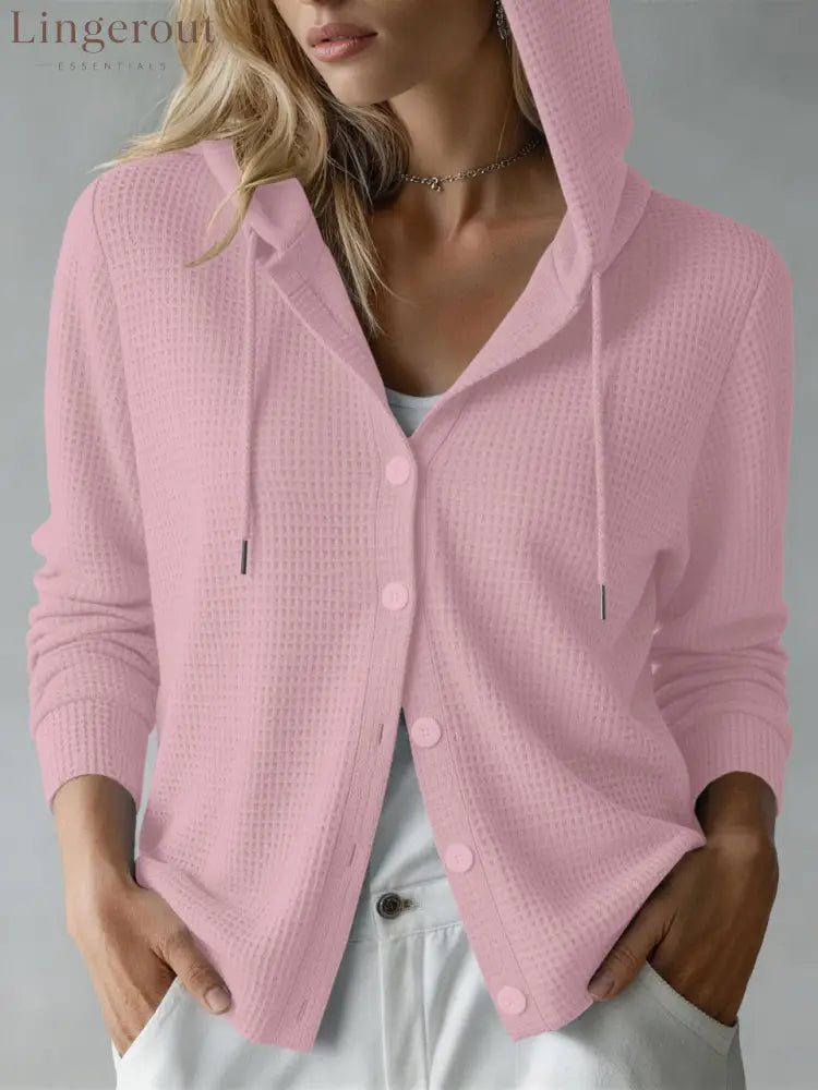New European And American Autumn And Winter Amazon Cross-Border Waffle Fashion Women’S Hooded Long-Sleeved Loose