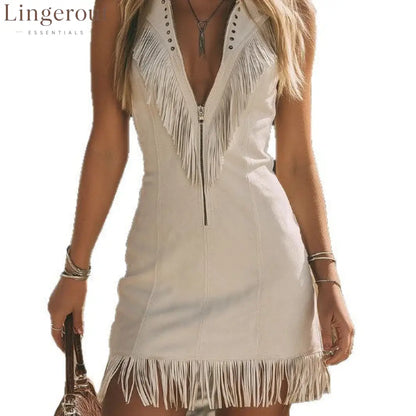 Western Fringe Mini Dress Bohemian Cowgirl Chic Bold & Unapologetic