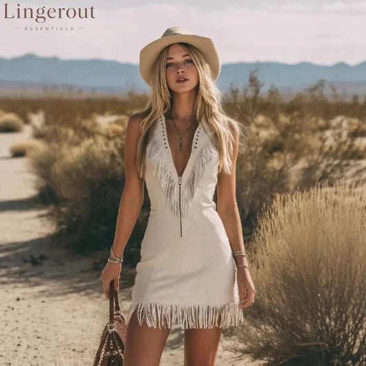Western Fringe Mini Dress Bohemian Cowgirl Chic Bold & Unapologetic