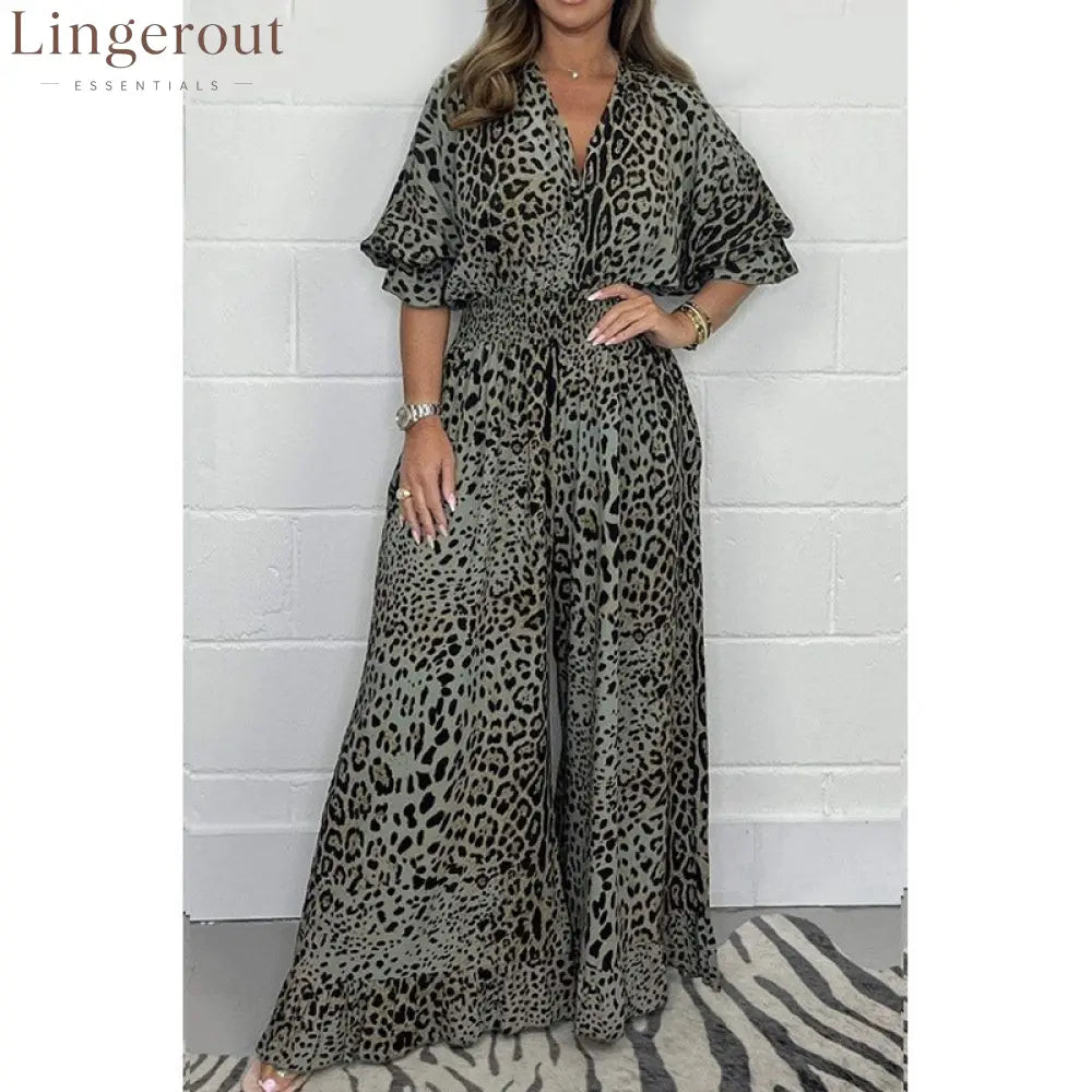 Wild Elegance Leopard Print Wide-Leg Jumpsuit