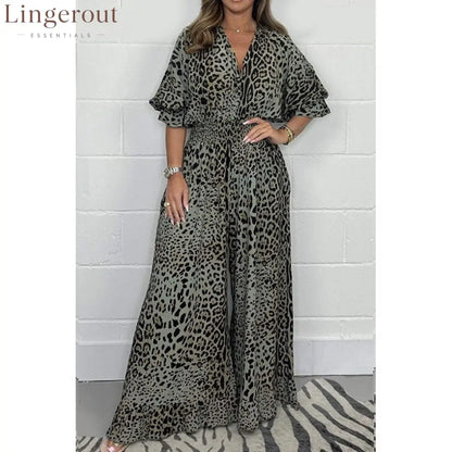 Wild Elegance Leopard Print Wide-Leg Jumpsuit