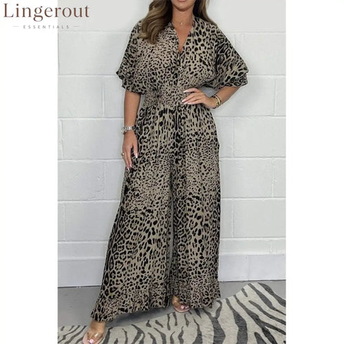 Wild Elegance Leopard Print Wide-Leg Jumpsuit