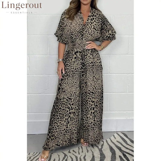Wild Elegance Leopard Print Wide-Leg Jumpsuit