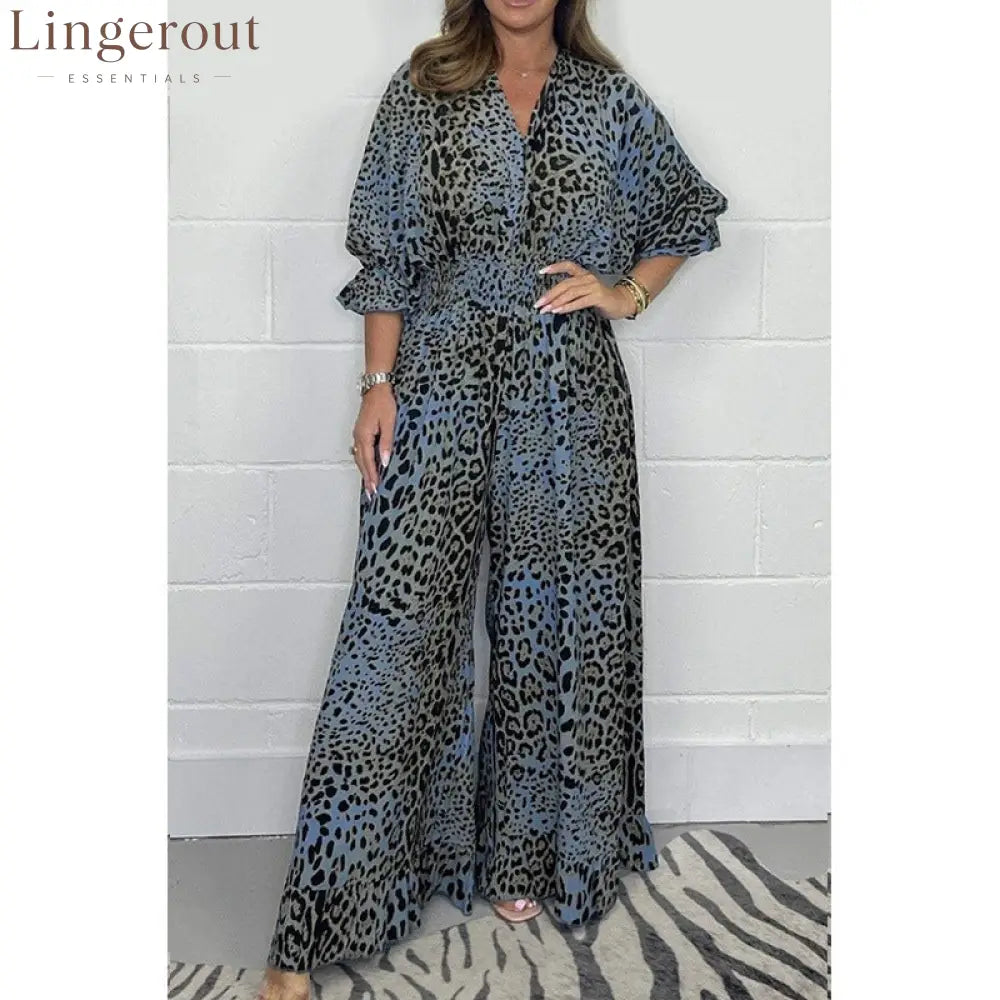 Wild Elegance Leopard Print Wide-Leg Jumpsuit