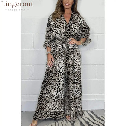 Wild Elegance Leopard Print Wide-Leg Jumpsuit