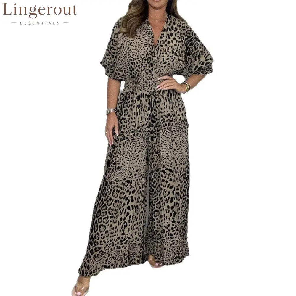 Wild Elegance Leopard Print Wide-Leg Jumpsuit