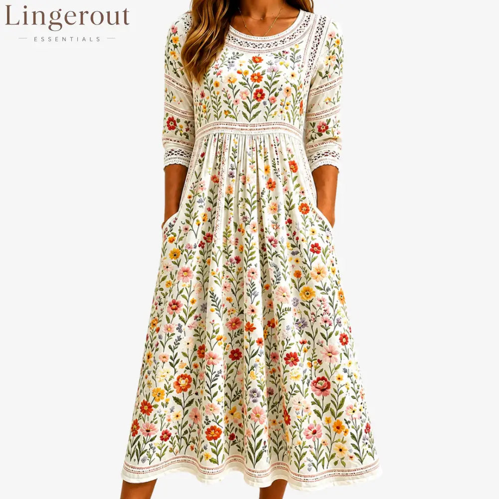Wildflower Meadow Charm Midi Dress - S (4–6)
