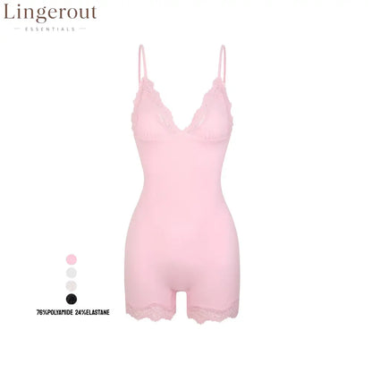 Wireless Lace V-Neck Shaping Bodysuit