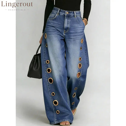 Women High Waist Wide Leg Jeans