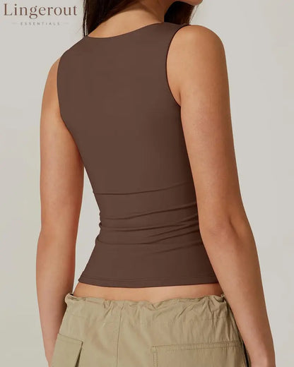 Women’s Basic Square Neck Sleeveless Double-Layer Tank Tops Shaping Vest