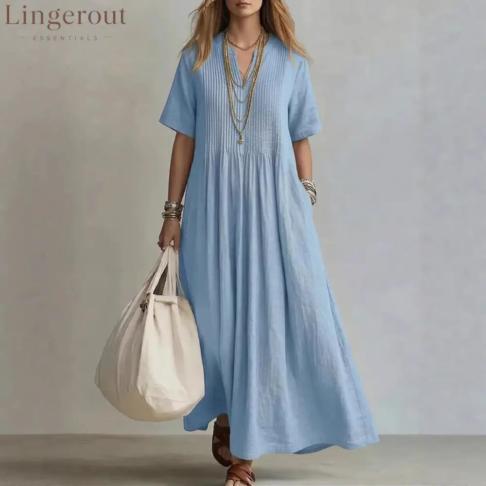 Women’s Casual Loose Short Sleeve Maxi Dress